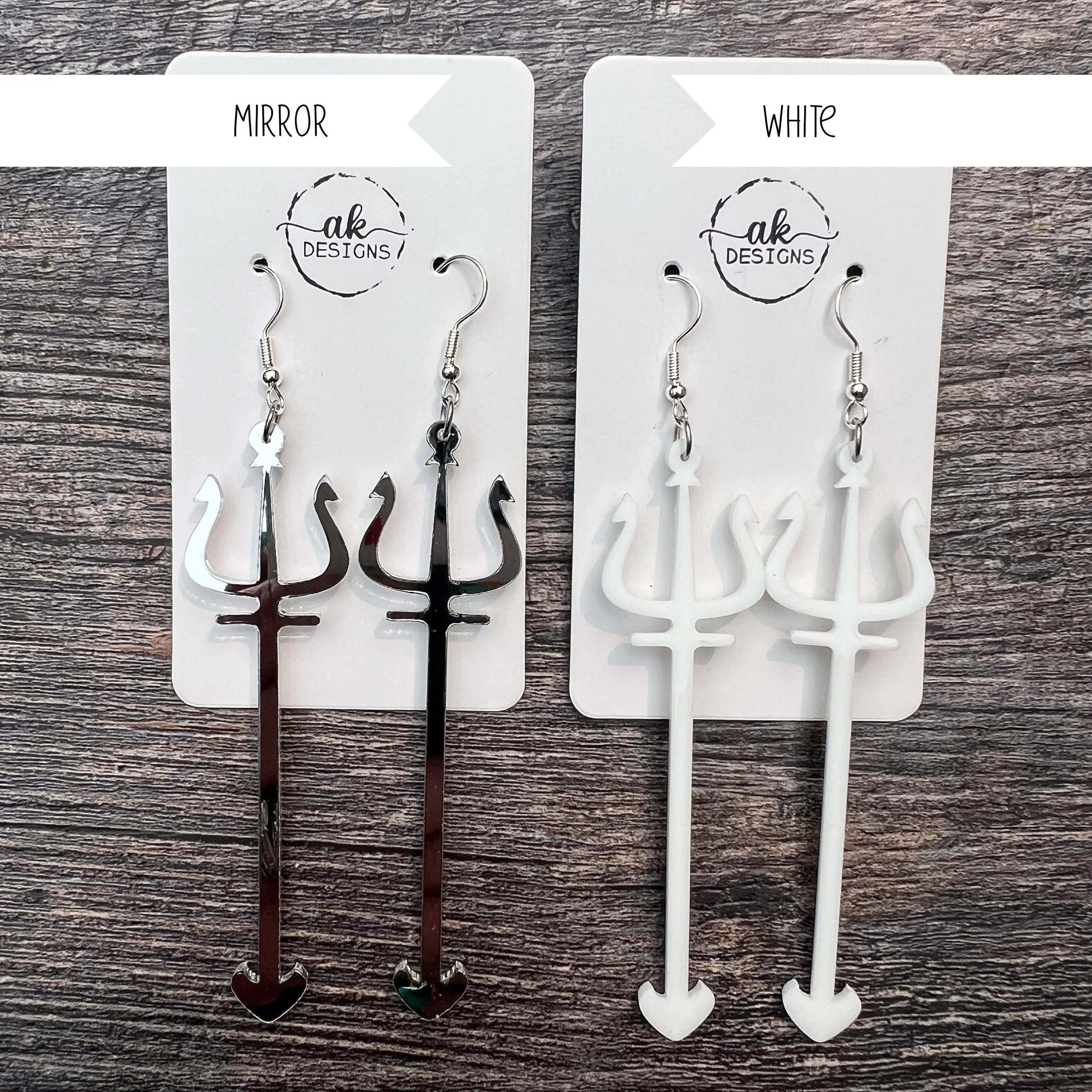 Lightweight Acrylic Pitchfork Trident Earrings - Spooky Devil Halloween - Clearance