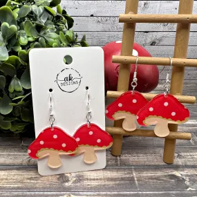 Lightweight Red Mushroom Earrings -  Acrylic Plant Garden Design