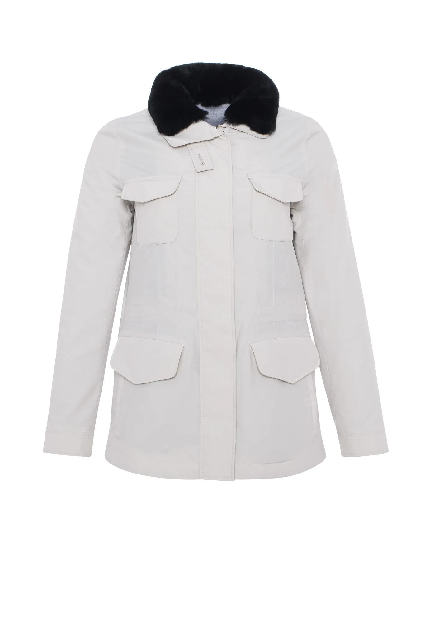 Loro Piana Storm System Lined Jacket with Detachable Select Shearling Lamb Collar, Concealed Hood