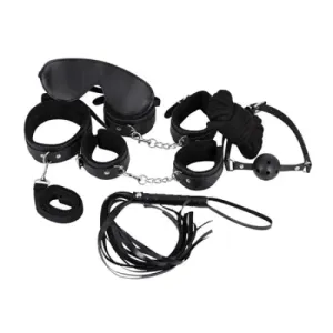 Lust PU Leather 7 Pack Lite Bondage Set - Black