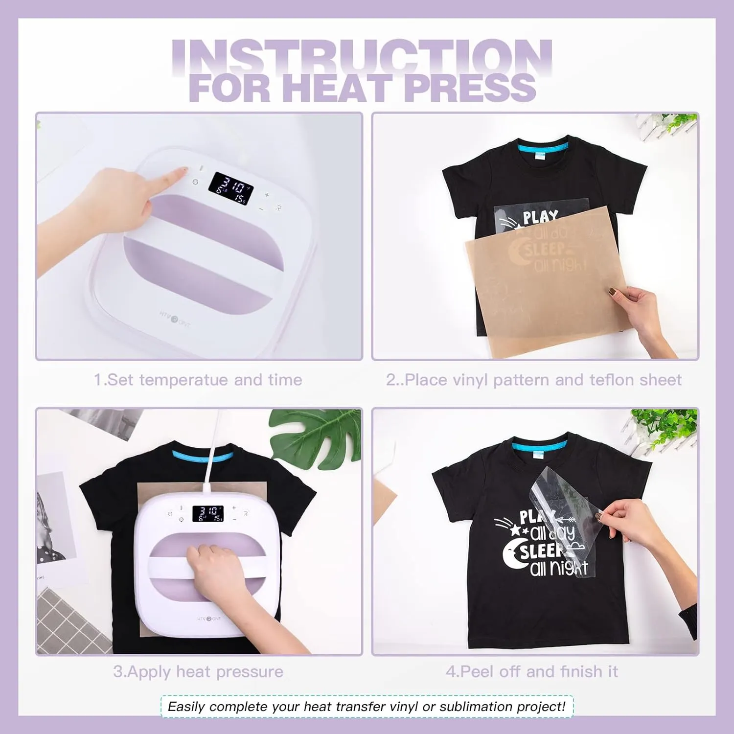 [Machine bundle]HTVRONT T shirt Heat Press Machine 10*10  Mini2 Heat Press Machine(Random Color)