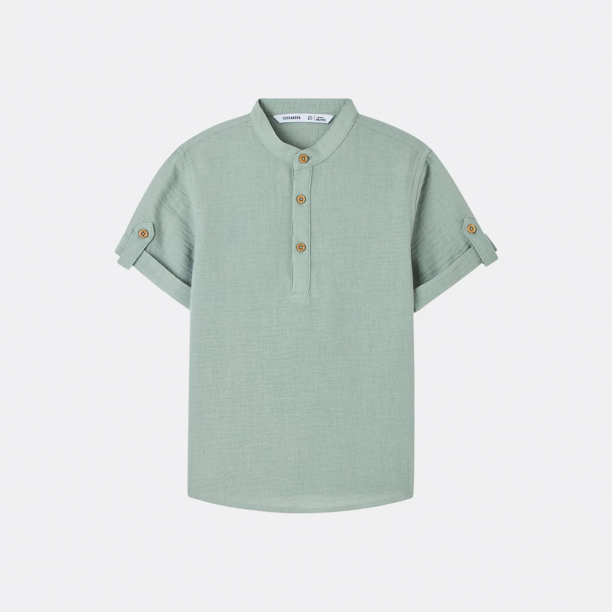 Mandarin Collar Short Sleeve Shirt