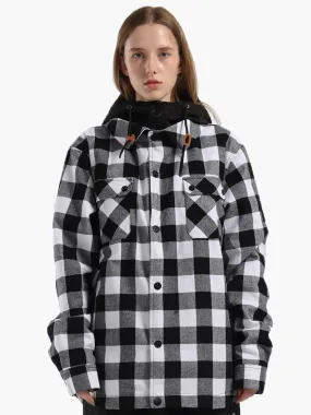 men's autumn and winter black and white plaid shirt ski suit waterproof thick warm veneer trend loose snow suit