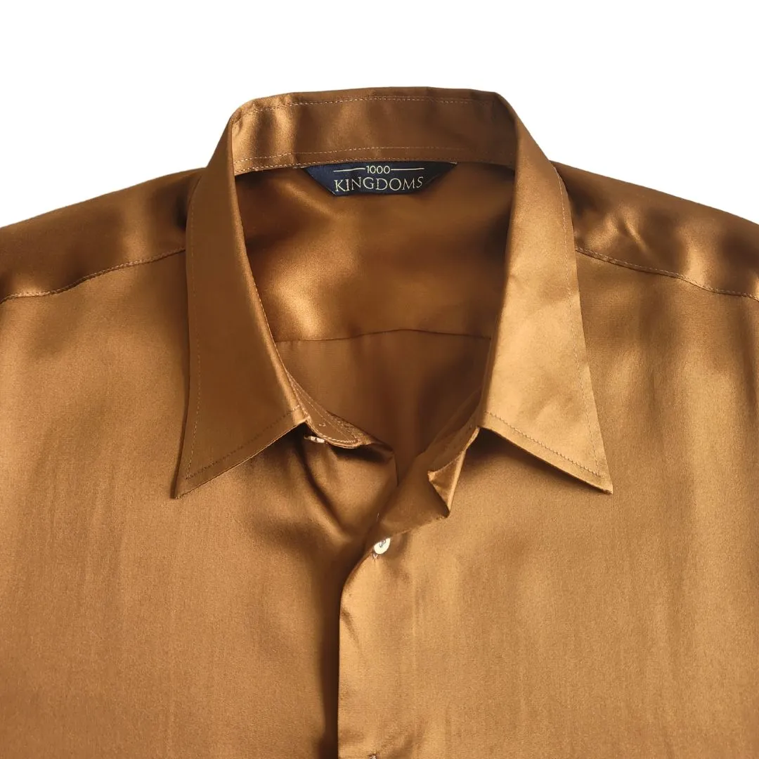 Men's Caramel Brown Silk Shirt