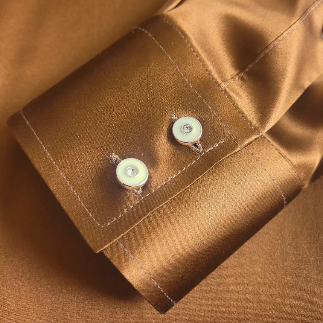 Men's Caramel Brown Silk Shirt