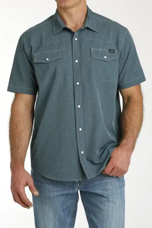 Men's Cinch Solid Blue Short Sleeve Camp Shirt