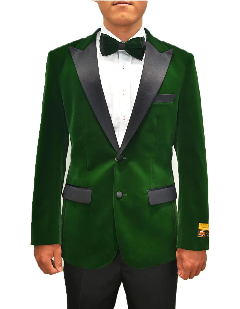 Mens Classic Velvet Tuxedo Dinner Smoking Jacket in Hunter Green