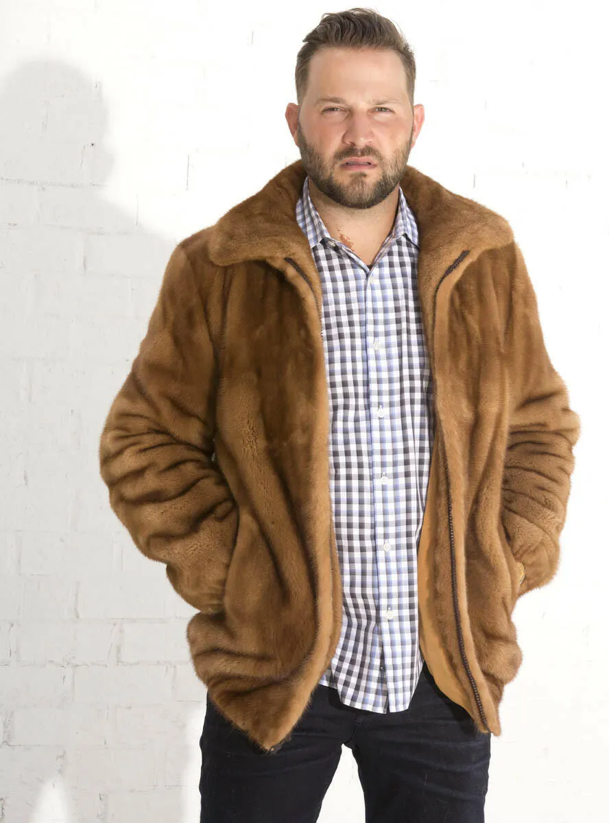 Men's Female Mink Fur Bomber Jacket