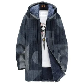 MEN'S PRINTED HOODED FLEECE JACKET 47285527YM