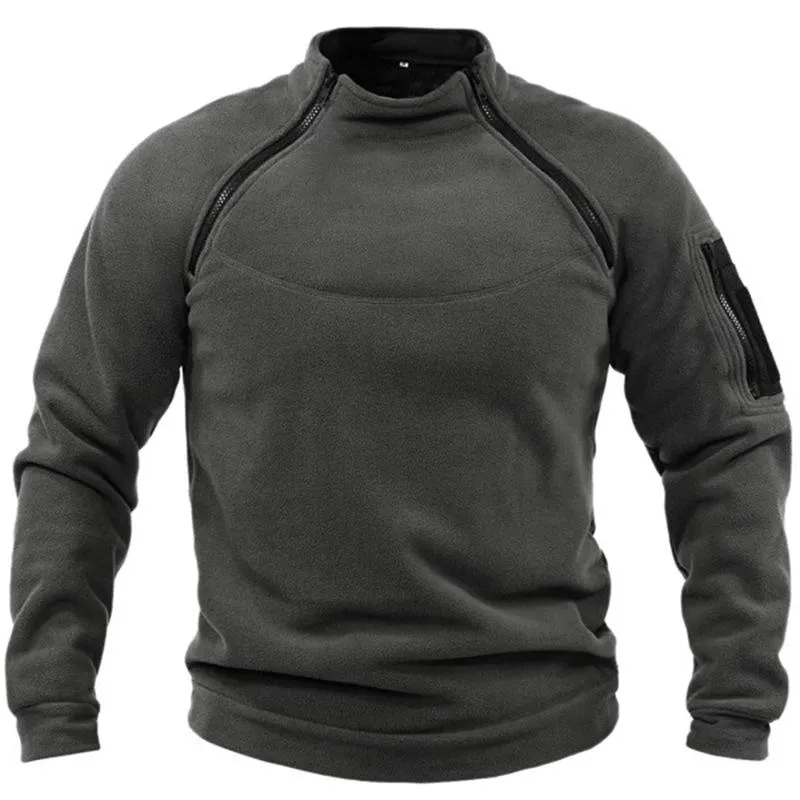 Men's Stand Collar Fleece Thermal Hoodie 44120849L