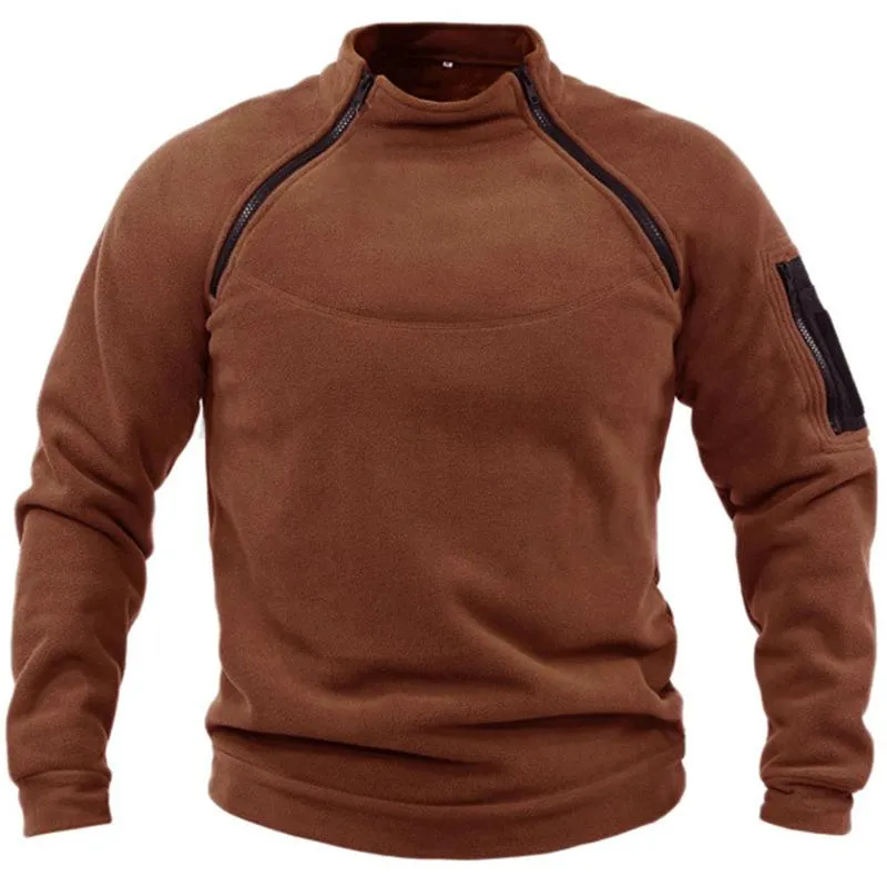 Men's Stand Collar Fleece Thermal Hoodie 44120849L