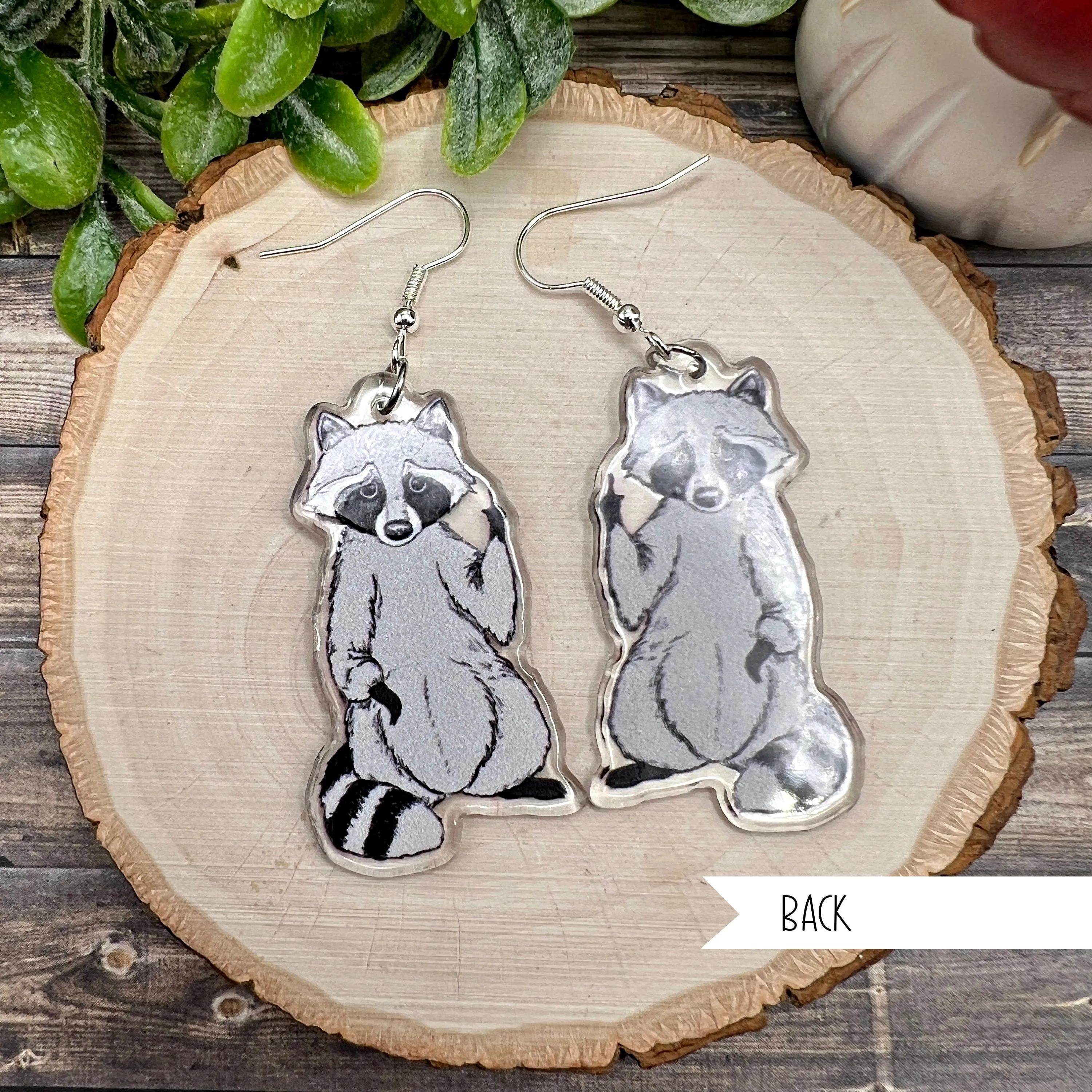 Middle Finger F You Raccoon Trash Panda Flipping the Bird  Earrings, Hypoallergenic Gift - Animal