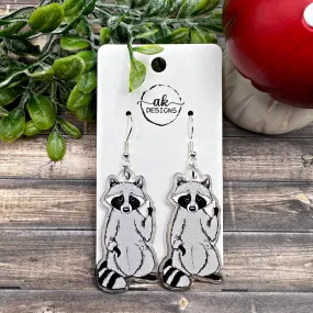 Middle Finger F You Raccoon Trash Panda Flipping the Bird  Earrings, Hypoallergenic Gift - Animal