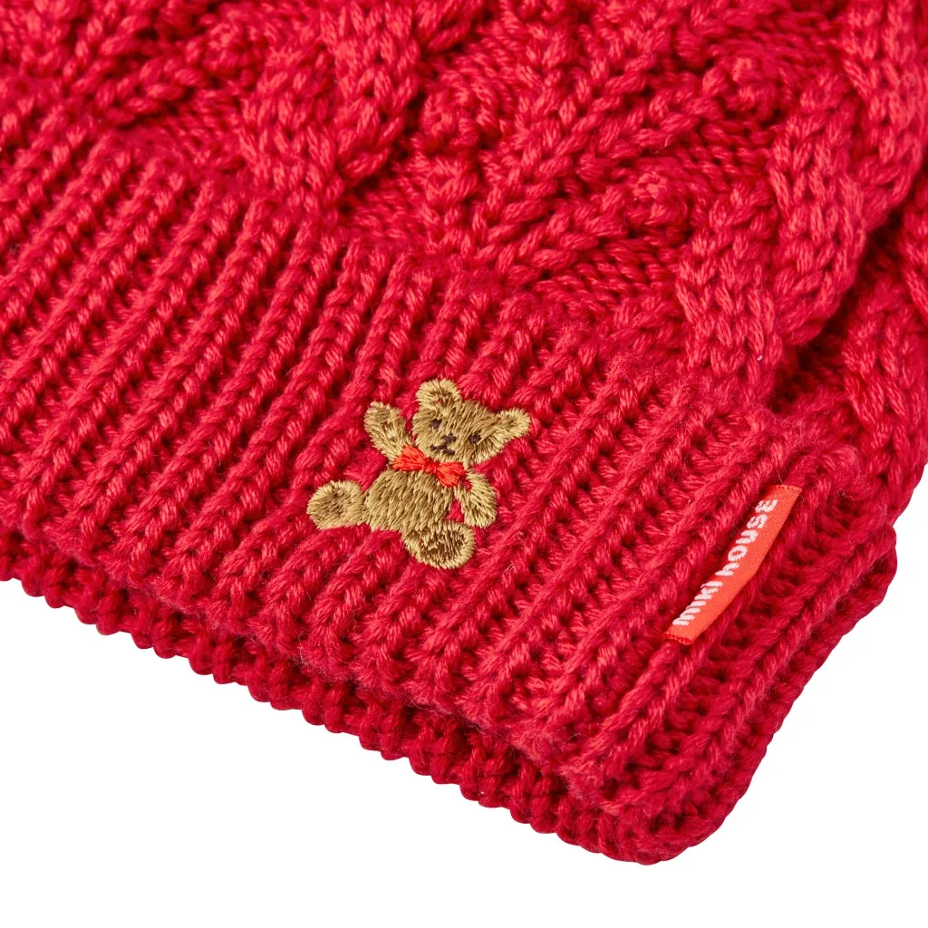 MIKI HOUSE Bear Cable Knit Beanie