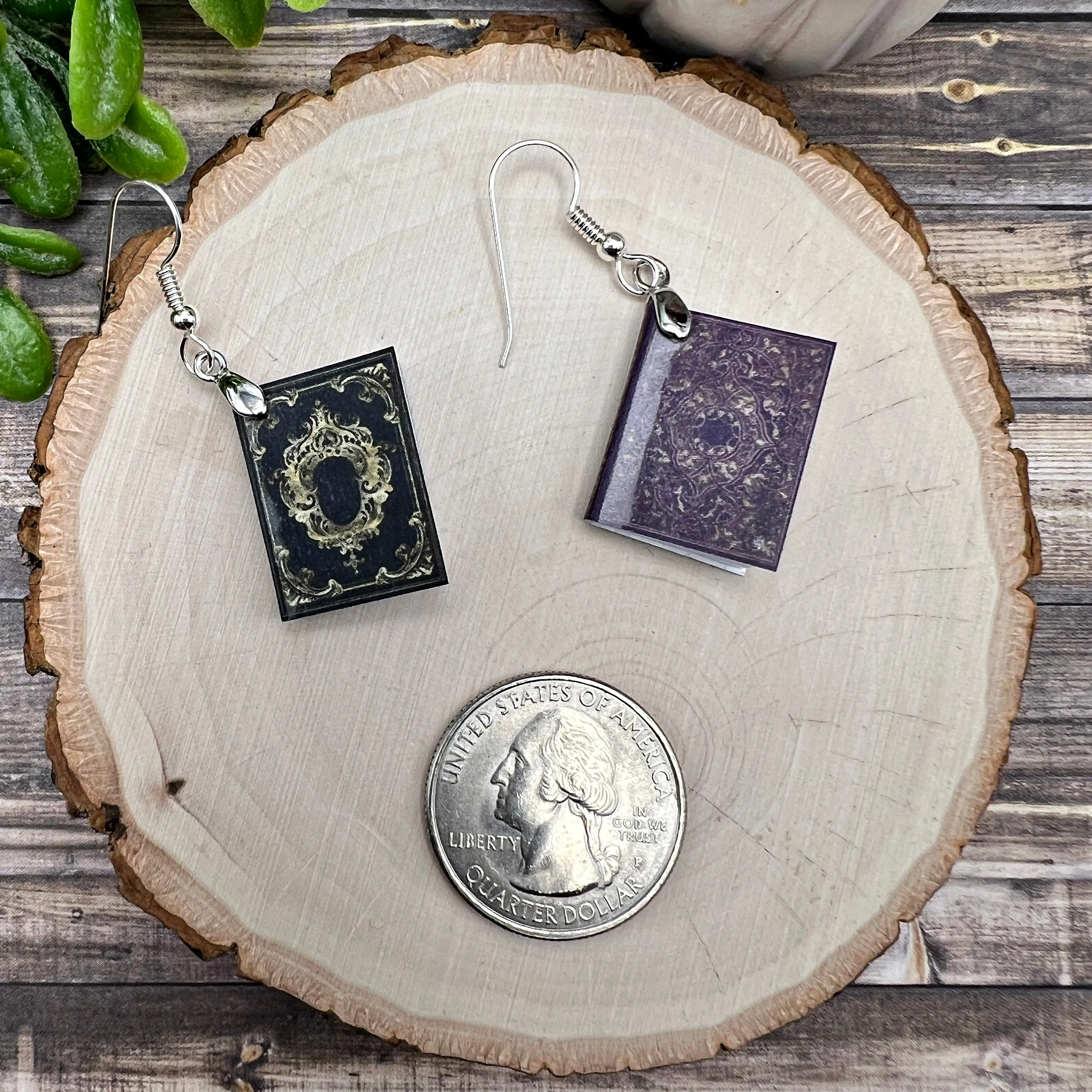 Miniature Softcover Book / Books Sterling Silver Earrings