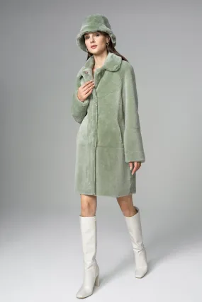 Mint Reversible Genuine Merino Wool Sheepskin Midi Coat