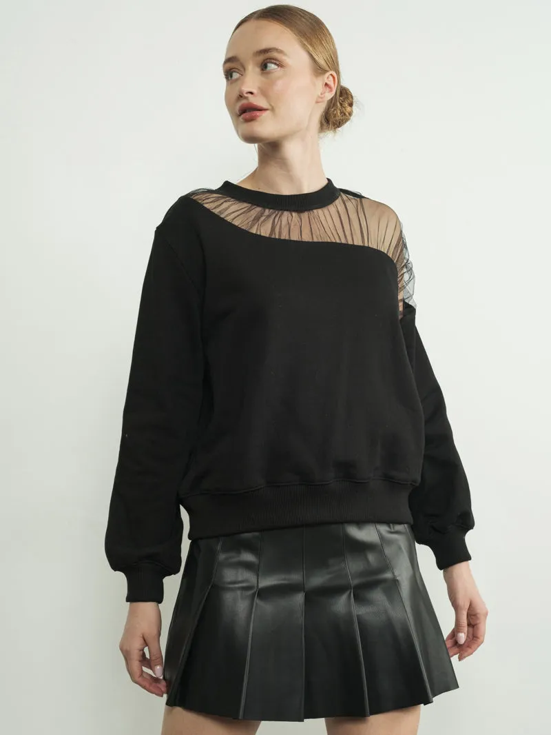 Modern and Mesh Sweater - Black