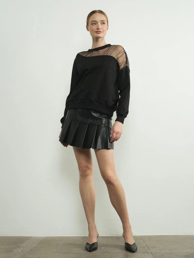 Modern and Mesh Sweater - Black