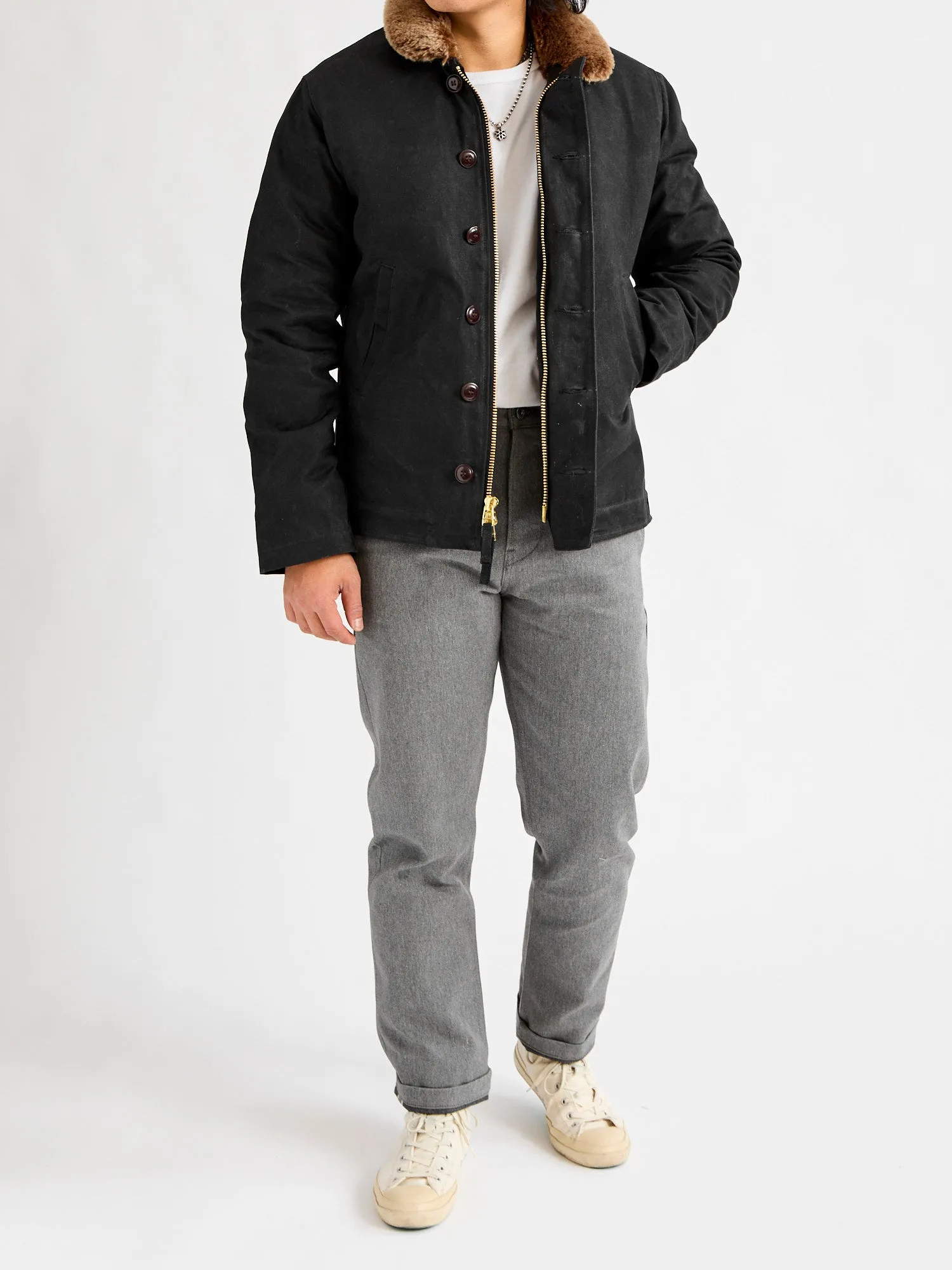 N-1 Deck Jacket in Black Kodiak