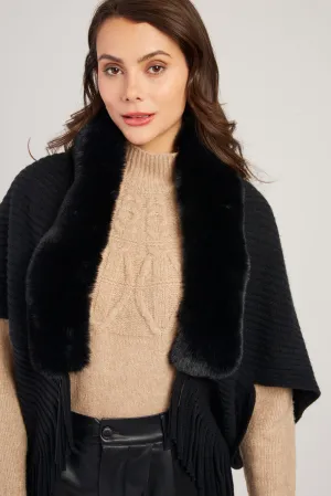 Nelly Faux Fur Shrug/Shawl  -Black