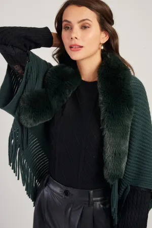 Nelly Faux Fur Shrug/Shawl  -Kelly Green