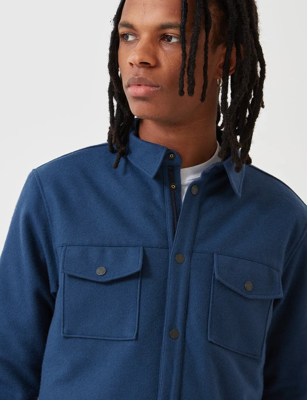 Norse Projects Villads Melton Overshirt - Navy