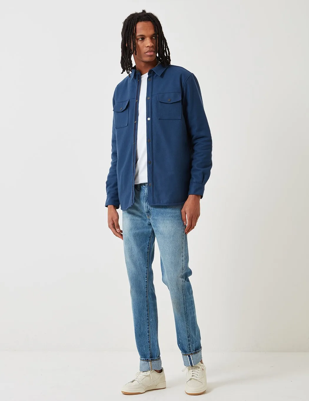 Norse Projects Villads Melton Overshirt - Navy