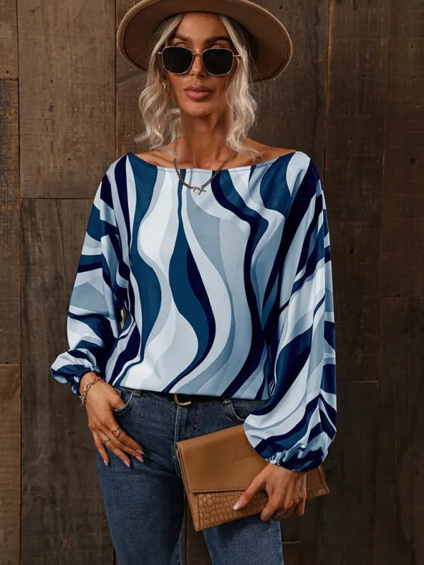 One Shoulder Loose Balloon Sleeve Shirt