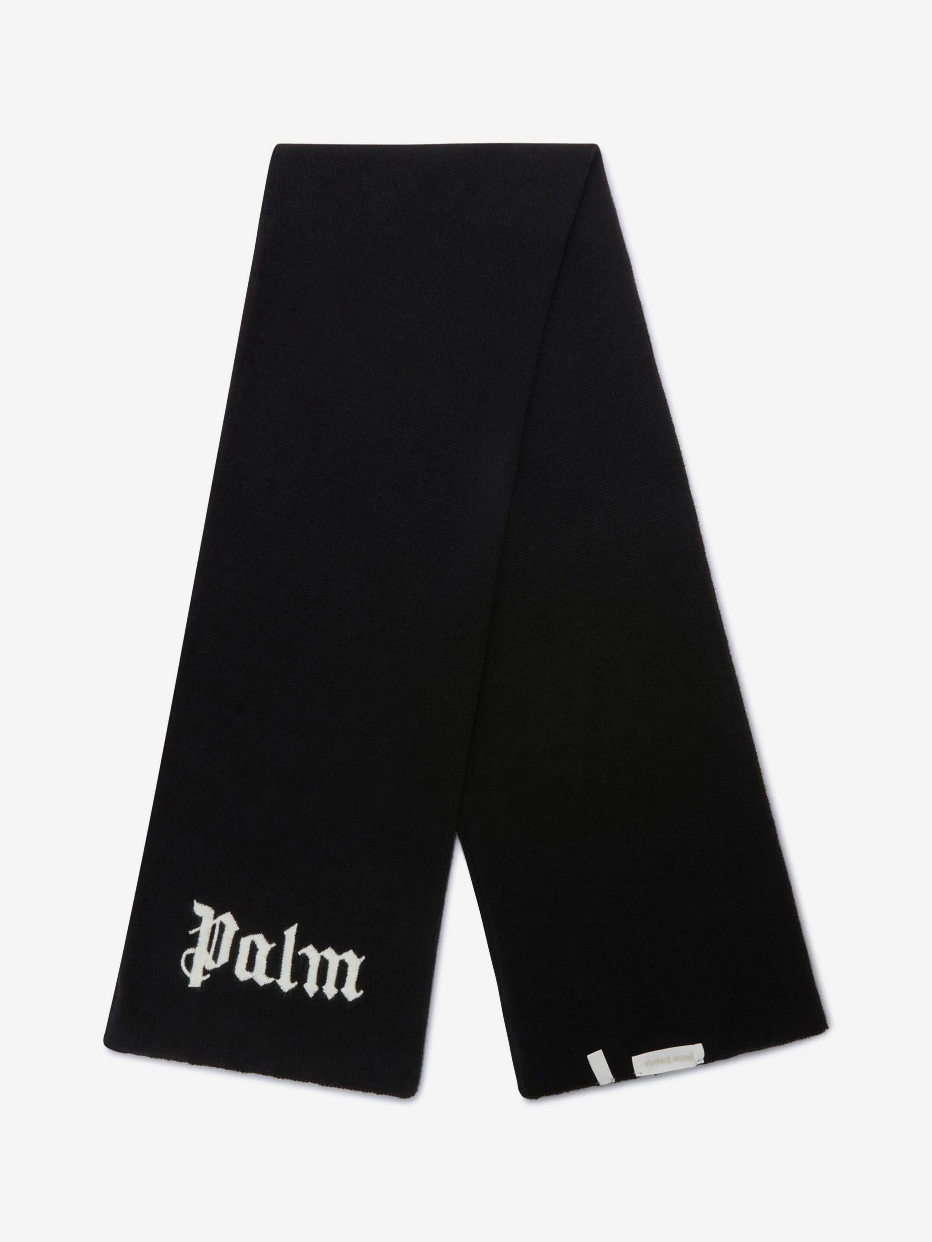 Palm Angels Kids Logo Knit Scarf in Black