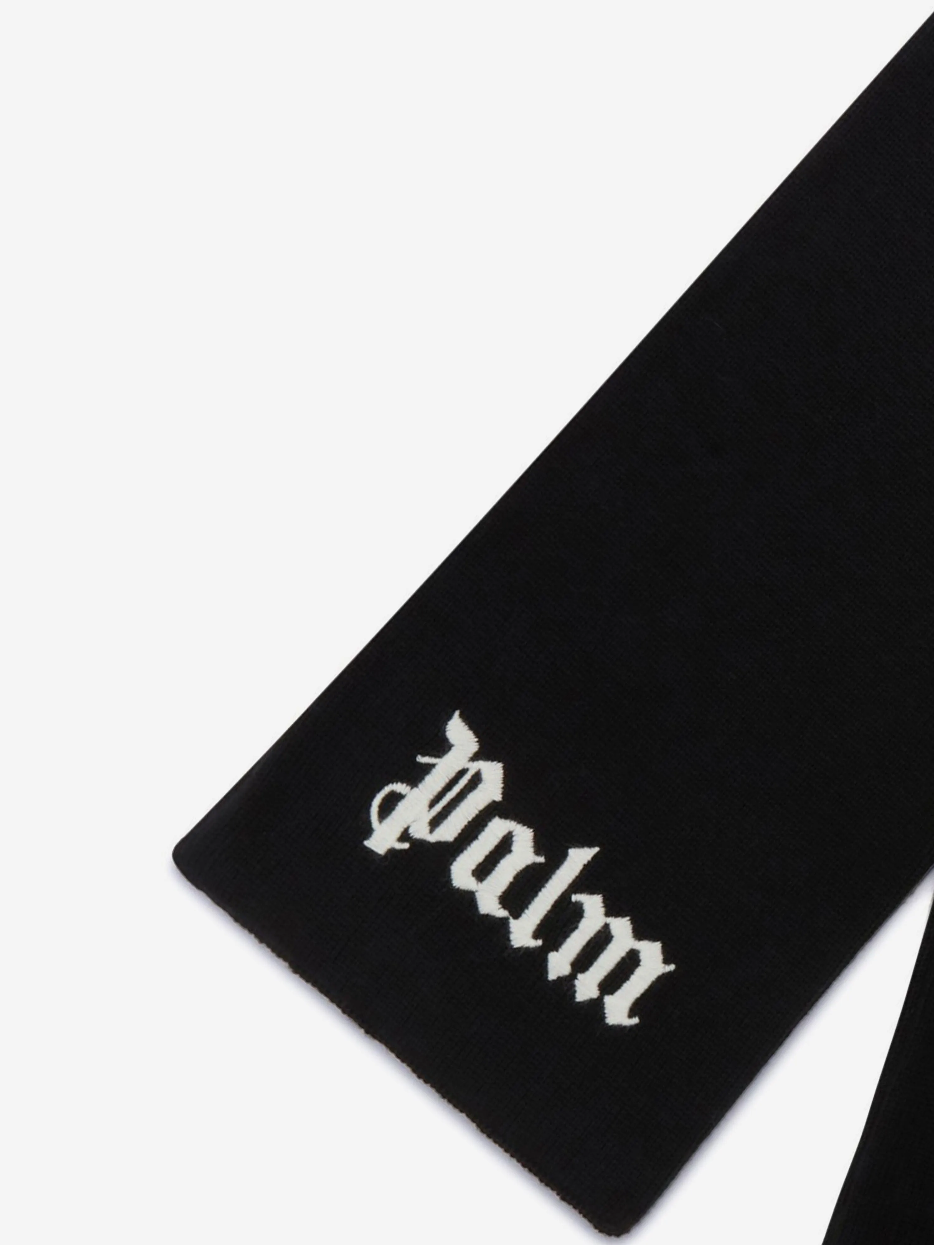 Palm Angels Kids Logo Knit Scarf in Black