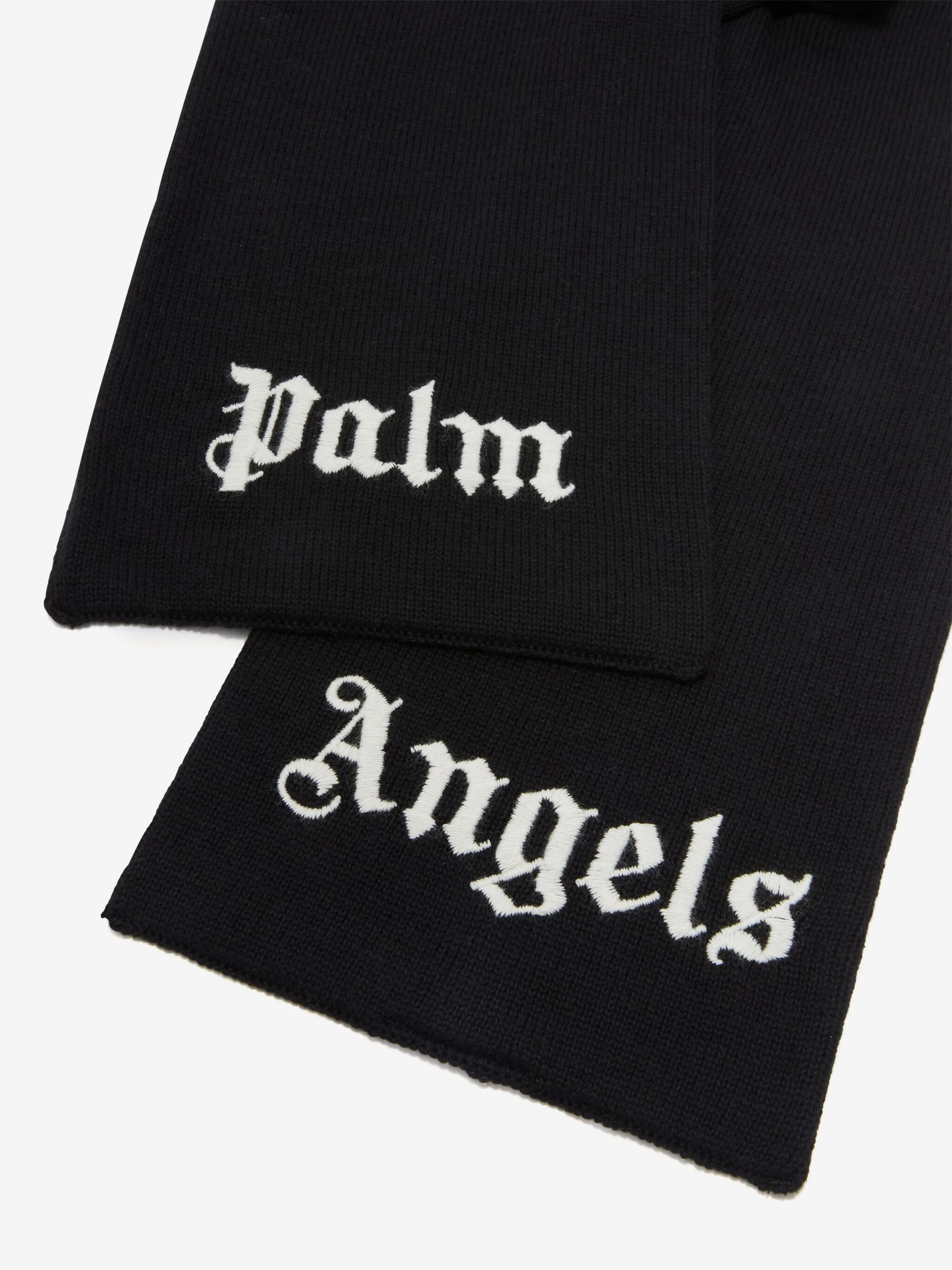 Palm Angels Kids Logo Knit Scarf in Black