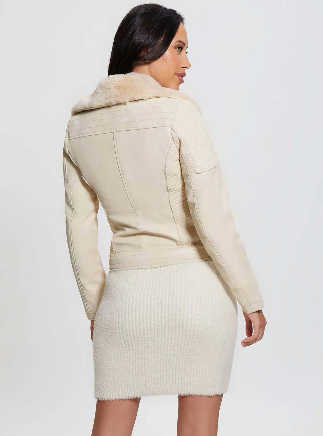 Pearl White Olivia Faux-Leather Jacket