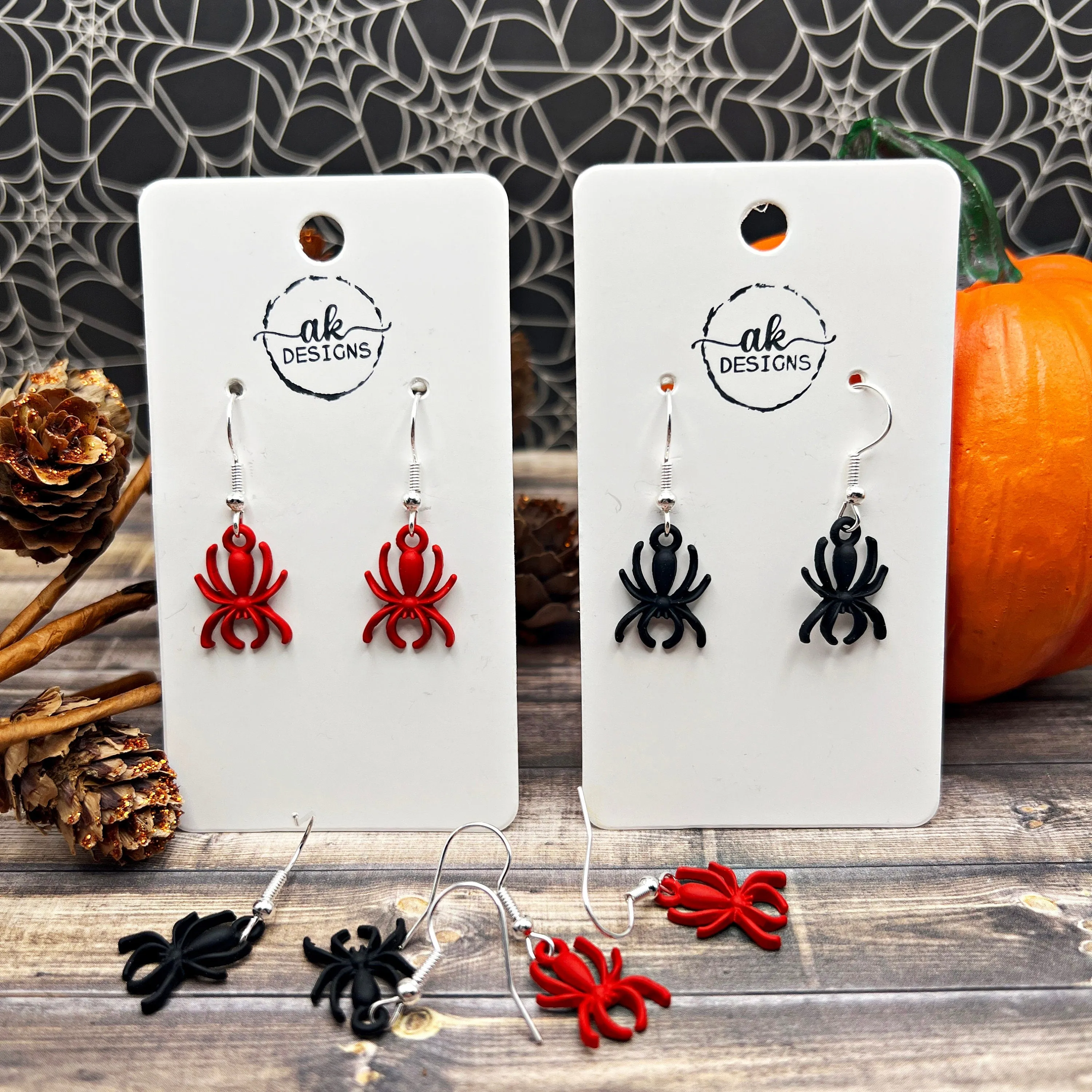 Petite Spider Earrings in Red or Black, Halloween Spooky Season, Lightweight  Earrings - Clearance