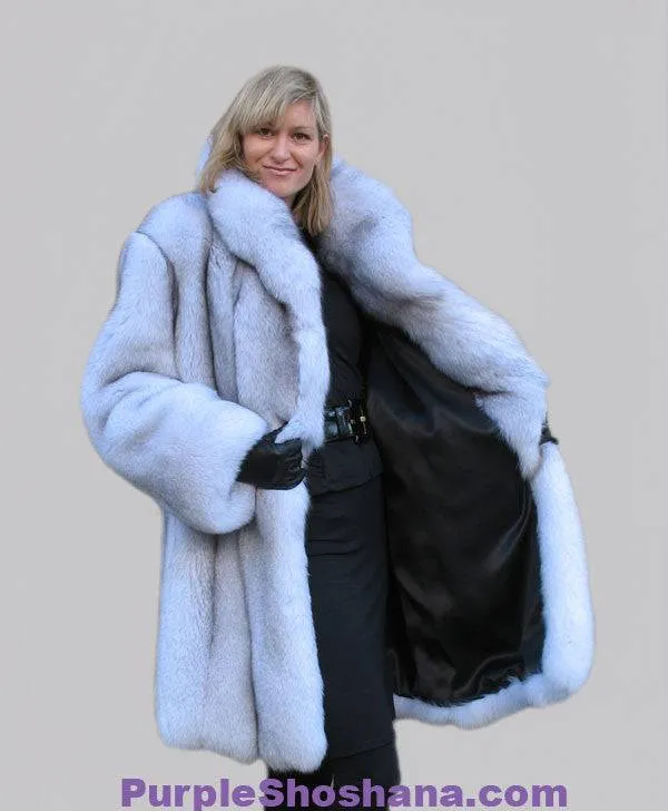 Plush Blue Fox Fur Coat Stroller M/L