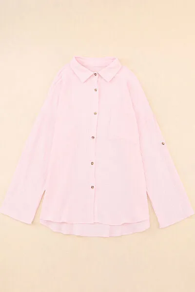 Pocketed Button Up Long Sleeve Shirt