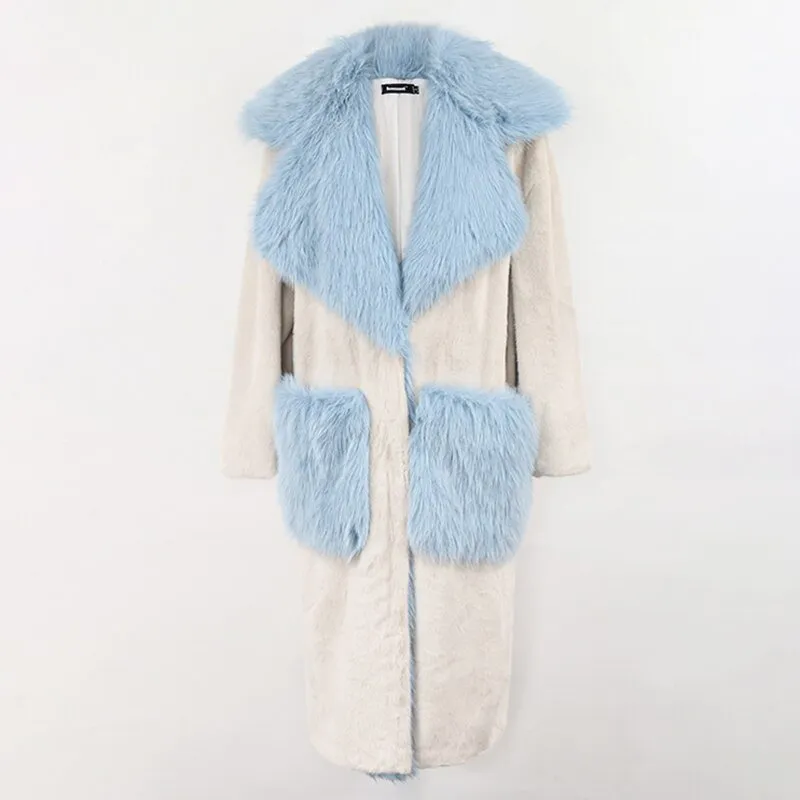 Pre Order:  Baby Blue Collar Faux Fur Jacket