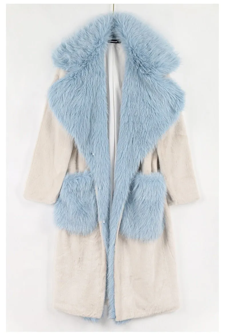 Pre Order:  Baby Blue Collar Faux Fur Jacket