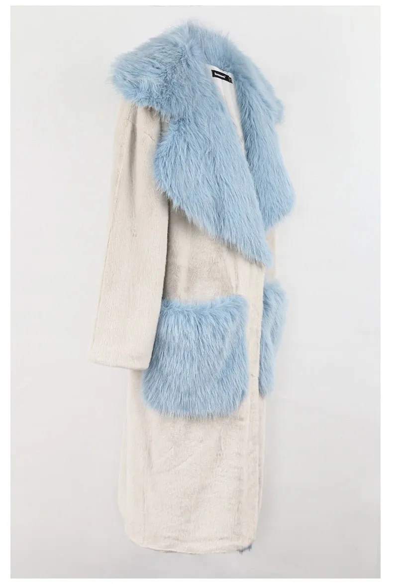 Pre Order:  Baby Blue Collar Faux Fur Jacket