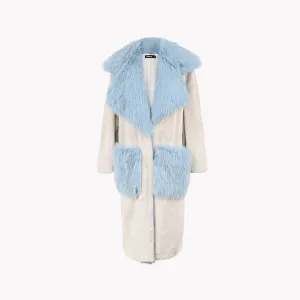 Pre Order:  Baby Blue Collar Faux Fur Jacket