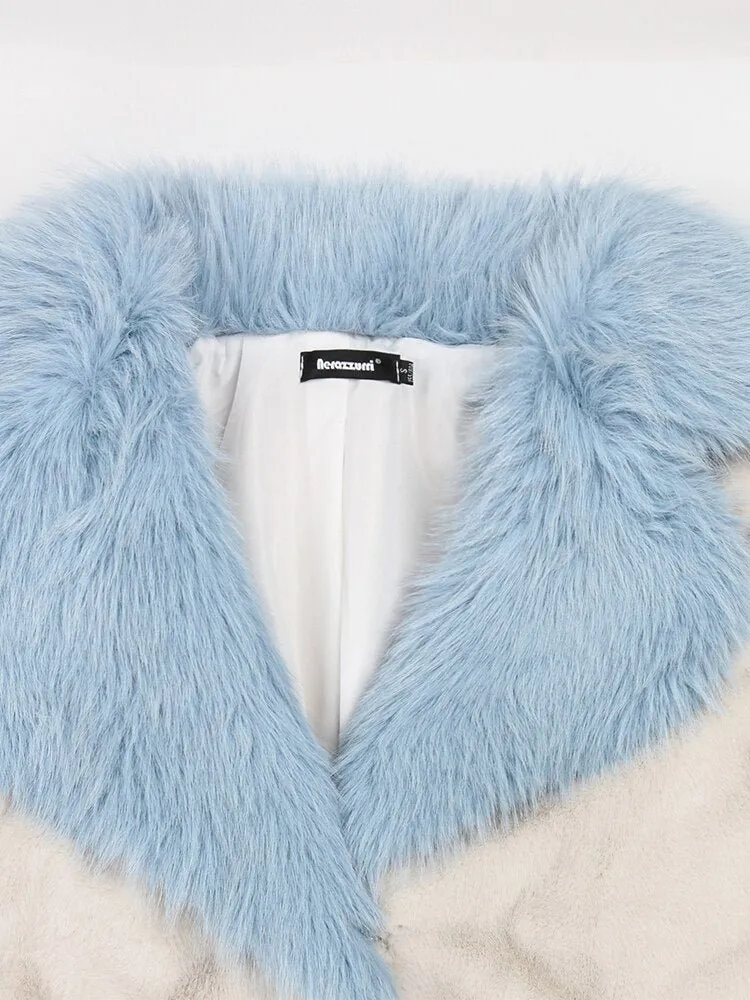 Pre Order:  Baby Blue Collar Faux Fur Jacket