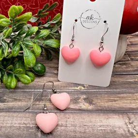 Puffy Heart Pink Valentine Earrings