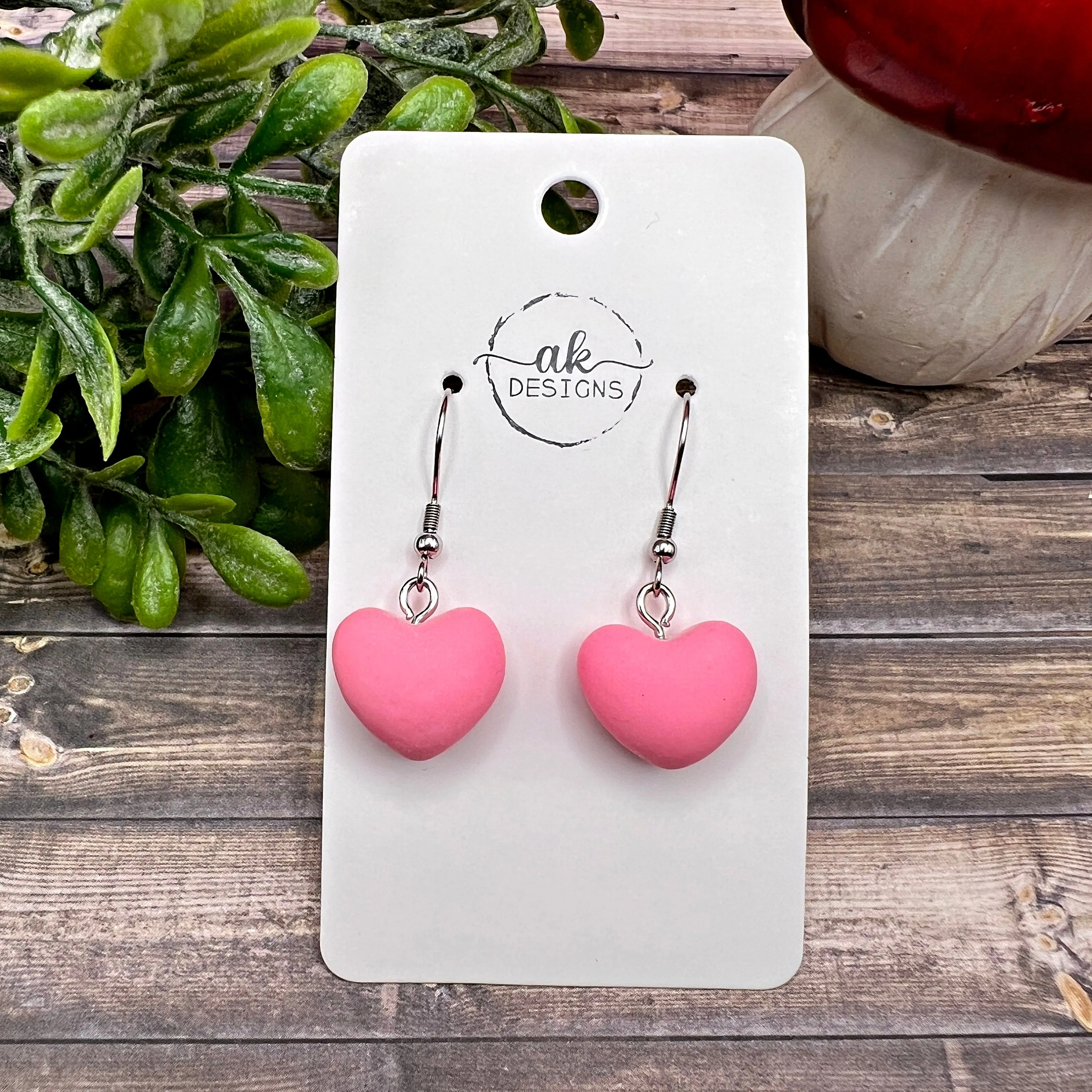 Puffy Heart Pink Valentine Earrings