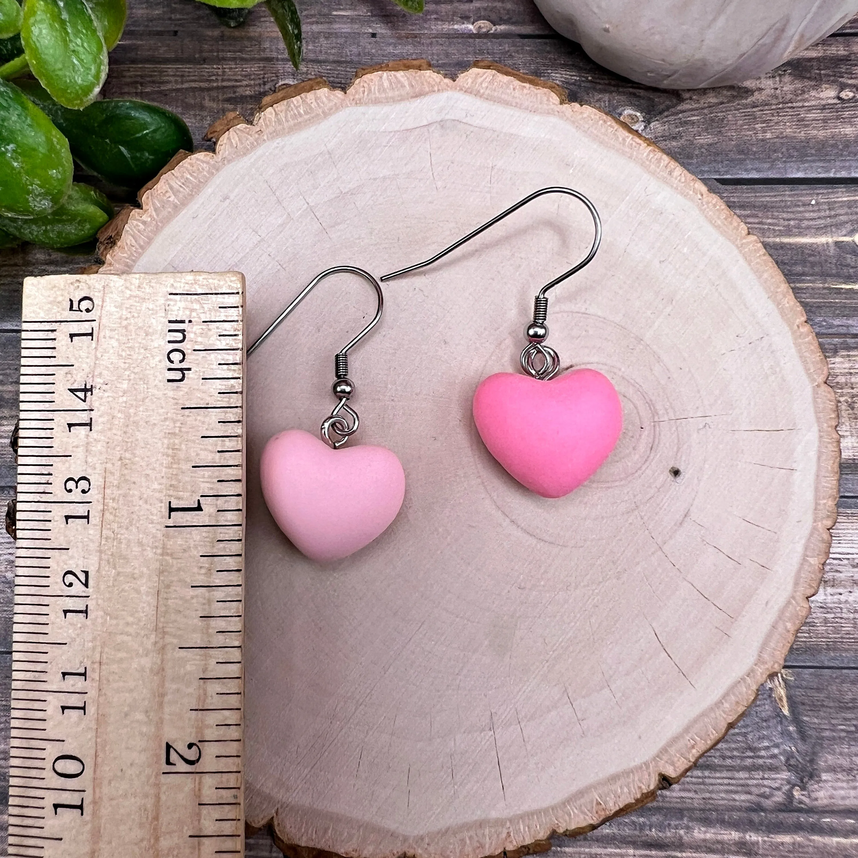 Puffy Heart Pink Valentine Earrings