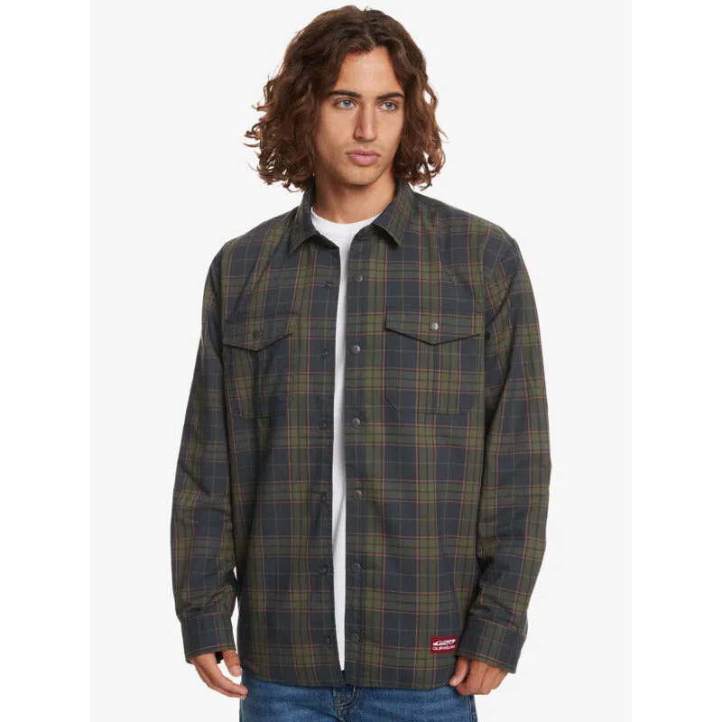 Quiksilver Men's Free Climb Insulated Reversible Flannel Shirt-Phantom Black (KTA6)