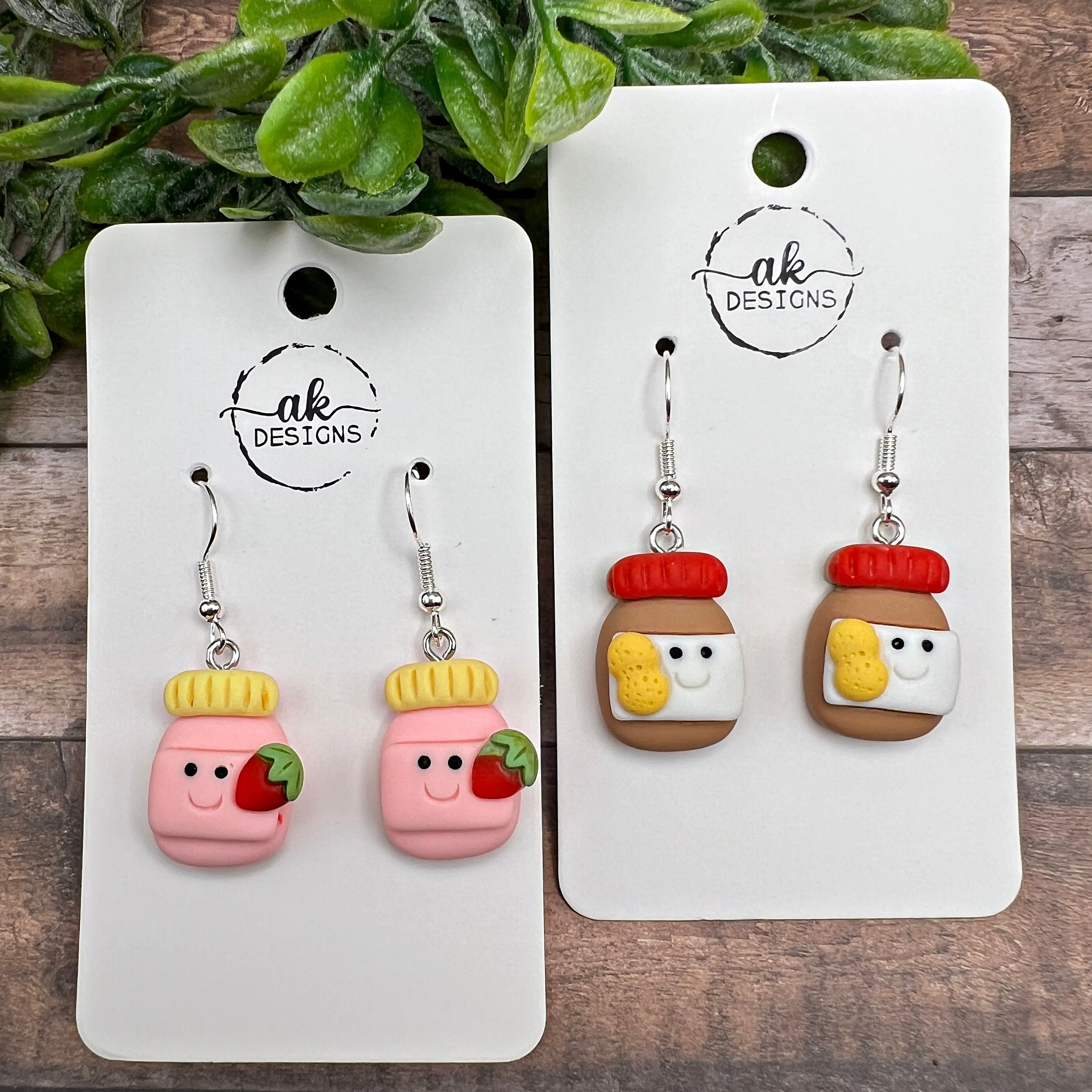 Quirky Fun Cartoon Kawaii Peanut Butter & Jelly Bread Sandwich, Hypoallergenic  Earrings