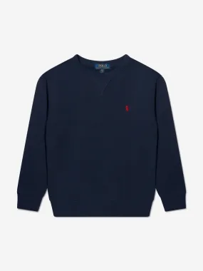 Ralph Lauren Boys Navy Cotton Fleece Sweater