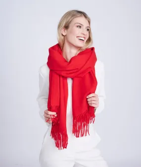 Red Oversized Willow Scarf with Soft Raw Edges