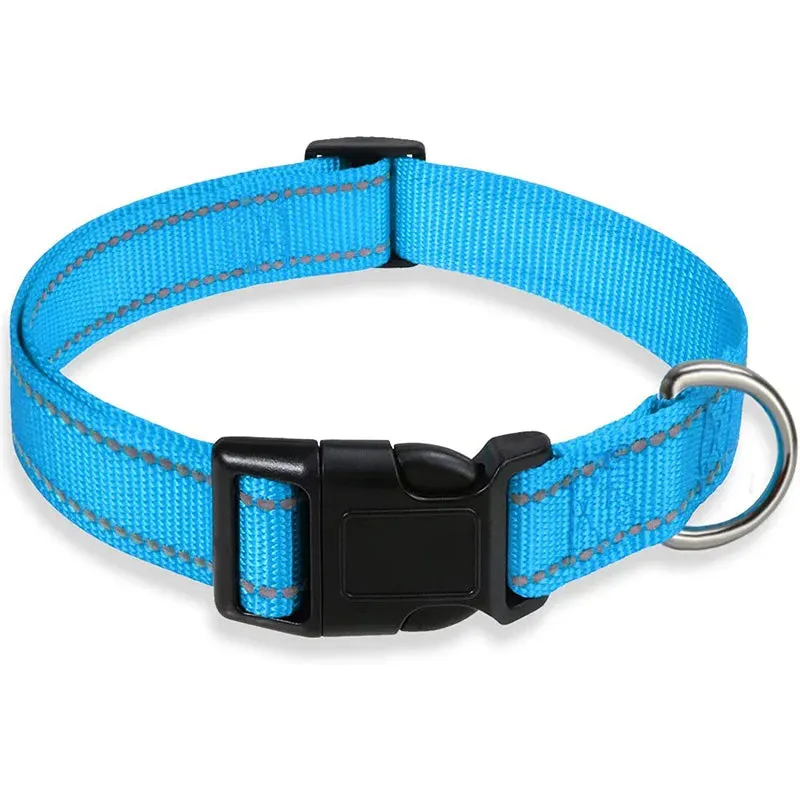 Reflective Dog Collar Strap With Adjustable Safety Nylon Pet Collar Pet Traction Rope Suitable For Small And Medium-Sized Pets