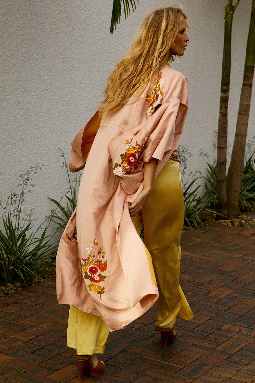 Roll With The Changes Silk Satin Embroidered Kimono