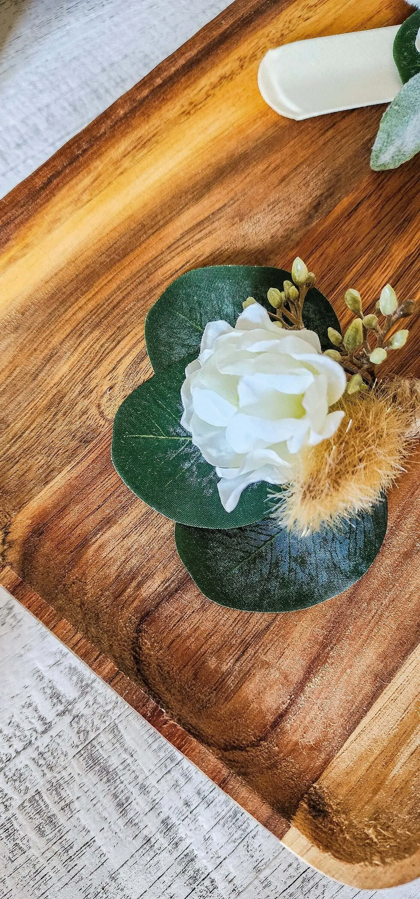 Rustic Ivory Ranunculus Wrist Corsage Bracelet and Boutonniere Set for Prom, Wedding, Formal Event, Gift for Her, Mother, Mom, Bridesmaid